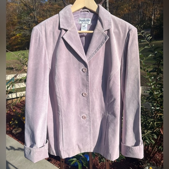PENDLETON Washable Suede Leather Lilac Purple Lightweight Jacket Blazer - Picture 1 of 13